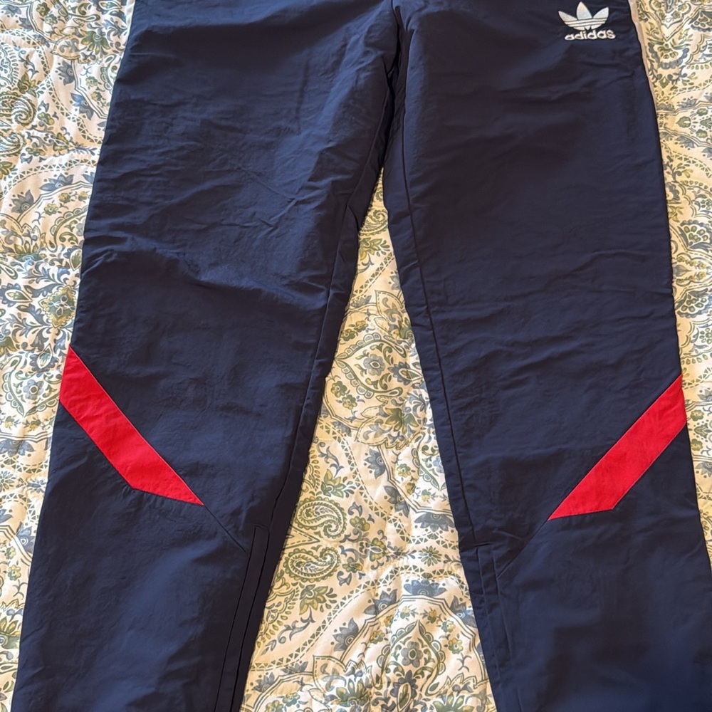 adidas Kids Navy Track Pants with Red Panels
